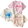 image:imageRoseSeek Girls Bow Cherry Graphic Tees Short Sleeve Crewneck Cute T Shirts Tops for Teens Summer TopsBeige White Pink