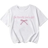 image:imageRoseSeek Girls Bow Graphic Tees Crew Neck Short Sleeve Summer T Shirts Preppy Cute Clothes for GirlsWhite With Pink