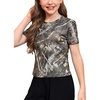 image:imageRoseSeek Girls Camo Print Short Sleeve Tee Shirt Crew Neck Summer Casual Tee TopsGreen