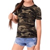 image:imageRoseSeek Girls Camo Print Short Sleeve Tee Shirt Crew Neck Summer Casual Tee TopsMulticolor