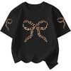 image:imageRoseSeek Girls Cherry Leopard Shirt Short Sleeve Loose Cute Summer T Shirt Trendy Aesthetic Baggy TopsCheetah Black