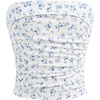 image:imageRoseSeek Girls Ditsy Floral Strapless Tube Top Cute Sleeveless Ruched Ribbed Bandeau TopsBlue