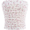 image:imageRoseSeek Girls Ditsy Floral Strapless Tube Top Cute Sleeveless Ruched Ribbed Bandeau TopsFloral Pink