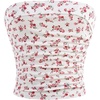 image:imageRoseSeek Girls Ditsy Floral Strapless Tube Top Cute Sleeveless Ruched Ribbed Bandeau TopsFloral Red