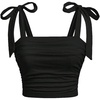 image:imageRoseSeek Girls Elegant Tie Shoulder Tank Top Sleeveless Ruched Summer Crop TopsBlack
