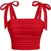 image:imageRoseSeek Girls Elegant Tie Shoulder Tank Top Sleeveless Ruched Summer Crop TopsRed