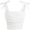 image:imageRoseSeek Girls Elegant Tie Shoulder Tank Top Sleeveless Ruched Summer Crop TopsWhite