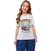 image:imageRoseSeek Girls Graphic Drop Shoulder Star Print Tee Tops Short Sleeve Crew Neck Summer ShirtsTree White