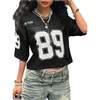 image:imageRoseSeek Girls Jersey Shirts Number Graphic Tees Half Sleeve Hip Hop Y2k Crop Tops Football JerseyBlack