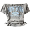 image:imageRoseSeek Girls Off The Shoulder Letter Graphic Tees Short Sleeve Ruched Bowknot T Shirts Cute Crop TopsGrey