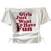 image:imageRoseSeek Girls Off The Shoulder Letter Graphic Tees Short Sleeve Ruched Bowknot T Shirts Cute Crop TopsWhite Letter