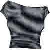 image:imageRoseSeek Girls Polka Dots Off The Shoulder T Shirts Cute Crop Tops Summer TopsStriped Black and White
