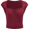 image:imageRoseSeek Girls Ruched Cap Sleeve Tops Sweetheart Neck Slim Fit Cropped T Shirts Cute Summer ClothesBurgundy