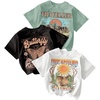 image:imageRoseSeek Girls Shirts 3 Packs Star Butterfly Graphic Tees Crew Neck Short Sleeve T Shirt Casual TopsBlack Green White