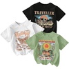 image:imageRoseSeek Girls Shirts 3 Packs Star Butterfly Graphic Tees Crew Neck Short Sleeve T Shirt Casual TopsMix Black Green White