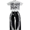 image:imageRoseSeek Mens 2 Piece Outfits Streetwear Graphic Tees and Sweatpants Set Going Out Hippop ClothesBlack and White