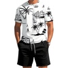 image:imageRoseSeek Mens 2 Piece Outfits Tropical Graphic Short Sleeve TShirt and Drawstring Waist Shorts SetsBlack and White