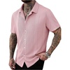 image:imageRoseSeek Mens Button Down Shirts Short Sleeve Textured Summer Beach Vacation Shirts Casual TopsPink