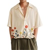image:imageRoseSeek Mens Floral Button Down Shirts Short Sleeve Drop Shoulder Casual Hawaiian Summer Beach ShirtsApricot