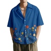 image:imageRoseSeek Mens Floral Button Down Shirts Short Sleeve Drop Shoulder Casual Hawaiian Summer Beach ShirtsBlue