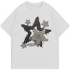image:imageRoseSeek Mens Geometric Star Graphic Tees Short Sleeve Crew Neck T Shirts Loose Fit TShirtsWhite and Grey