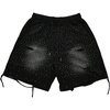 image:imageRoseSeek Mens Glitter Rhinestone Sparkle Shorts Ripped Drawstring Waist Wide Leg Rave Shorts with PocketsBlack