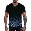 image:imageRoseSeek Mens Leopard Ombre Summer Tops Crew Neck Short Sleeve Graphic Tees Vintage T Shirt TrendyMulticolor Blue