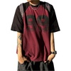 image:imageRoseSeek Mens Number Graphic Baggy Shirts Color Block Short Sleeve Crewneck Vintage Tees TopsRed