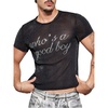 image:imageRoseSeek Mens Rhinestone Letter Y2K T Shirts Short Sleeve Crew Neck Fitted Tee Tops Summer TopMesh Black