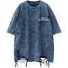 image:imageRoseSeek Mens Ripped Distressed Graphic Tees Short Sleeve Crew Neck Letter T Shirts Washed StreetwearBlue