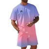 image:imageRoseSeek Mens Short Sets 2 Piece Outfits Tropical Graphic Tees and Shorts Sets Beach Vacation OutfitsPink Purple