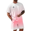 image:imageRoseSeek Mens Short Sets 2 Piece Outfits Tropical Graphic Tees and Shorts Sets Beach Vacation OutfitsPink and White