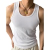 image:imageRoseSeek Mens Sleeveless Tank Tops Ribbed Knit Scoop Neck Tank Undershirt Workout Gym Muscle Tank TShirtPure White