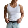 image:imageRoseSeek Mens Summer Tank Top Scoop Neck Knit Gym Workout Muscle Tank Undershirt Sleeveless ShirtsSolid White