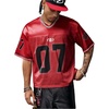 image:imageRoseSeek Mens Vintage Satin Jersey Shirts V Neck Short Sleeve Graphic Tees Basketball T Shirt StreetwearNumber Red
