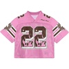 image:imageRoseSeek Mens Y2K Mesh Jersey Shirts V Neck Half Sleeve Number Graphic Tees Color Block Sport T ShirtNumber Pink