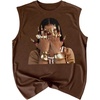 image:imageRoseSeek Retro Graphic Tank Top for Men Crew Neck Summer Sleeveless Tops Hippop StreetwearChocolate Brown
