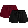 image:imageRoseSeek Womens 2 Packs Drawstring Waist Sweat Shorts Low Rise Workout Track Shorts Casual LoungeRed and Black