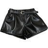 image:imageRoseSeek Womens A Line Leather Shorts Pleated Front High Waisted Wide Leg Mini Shorts Office WearBlack
