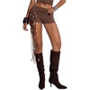 image:imageRoseSeek Womens Bead Tassel Micro Mini Shorts Foldover Waist Skinny Y2k Booty Shorts Western Cowgirl OutfitsBrown