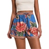 image:imageRoseSeek Womens Boho Floral Summer Shorts High Waisted Wide Leg Tropical Holiday Vacation ShortsBlue