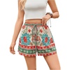 image:imageRoseSeek Womens Boho Floral Summer Shorts High Waisted Wide Leg Tropical Holiday Vacation ShortsGreen Beige Red