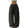 image:imageRoseSeek Womens Boho Wide Leg Linen Pants Drawstring Waist Casual Loose Trousers Vacation OutfitsPure Black