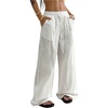 image:imageRoseSeek Womens Boho Wide Leg Linen Pants Drawstring Waist Casual Loose Trousers Vacation OutfitsWhite