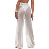 image:imageRoseSeek Womens Cover Up Beach Pants Hollow Out Drawstring High Elastic Waist Swimsuit Beach Cover Up PantsAll White