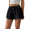 image:imageRoseSeek Womens Drawstring High Waisted Button Front Mini Shorts Loose Wide Leg Track Shorts Casual LoungeBlack