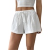 image:imageRoseSeek Womens Drawstring High Waisted Button Front Mini Shorts Loose Wide Leg Track Shorts Casual LoungeWhite