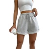 image:imageRoseSeek Womens Drawstring Waist Roll Up Hem Track Shorts Summer Casual Pockets Sweat ShortsLight Grey