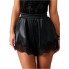 image:imageRoseSeek Womens Faux Leather Lace Trim Shorts High Waisted Mini Shorts Lolita Y2k OutfitsBlack