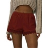 image:imageRoseSeek Womens Lace Trim Shorts Mid Rise Cute Mini Shorts Lolita Summer OutfitsRust Brown